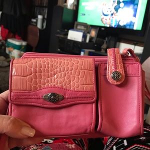Brighton small purse pink long cross body strap